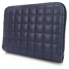 Céline-Celine Leather Compact Wallet C Charm-Blue