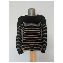 Autre Marque Schwarzer Gestreifter Pullover – Saint Laurent Paris – Größe M Andere