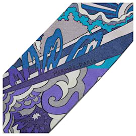 Hermès-Hermès Blue L'Ivresse De L'Infini Silk Twilly Scarf-Blue