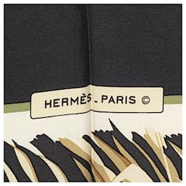 Hermès-Hermès Black Cols Verts Silk Scarf-Black