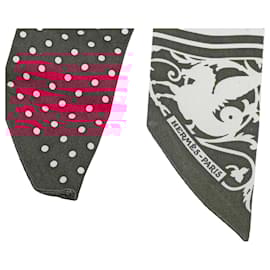 Hermès-Hermès Red Astrologie A Pois Silk Twilly Scarf-Red,Dark red