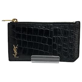 Yves Saint Laurent-Yves Saint Laurent Black Leather Coin Purse-Black
