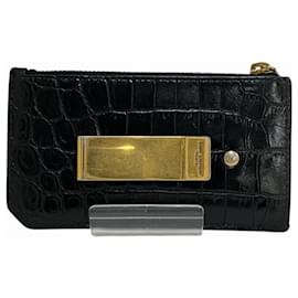Yves Saint Laurent-Yves Saint Laurent Black Leather Coin Purse-Black