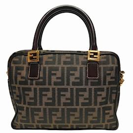 Fendi-Fendi Zucca 2-Way Handbag-Black,Dark brown