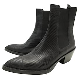 Berluti-NINE BERLUTI KEITH AUSTIN S4244-001 38.5 SNAKE LEATHER BOOTS-Black