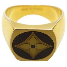 Louis Vuitton-LOUIS VUITTON MONOGRAM LOSAGE SIGNET RING T62 IN STERLING SILVER VERMEIL-Golden
