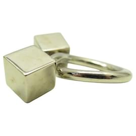 Louis Vuitton-LOUIS VUITTON INTERLACED RING SCARF 50 PALLADIUM STEEL RING-Silvery