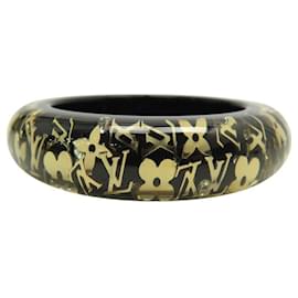 Louis Vuitton-LOUIS VUITTON INCLUSION GM MONOGRAM BLACK RESIN BRACELET 19.5CM BANGLE-Black