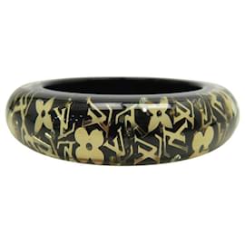 Louis Vuitton-LOUIS VUITTON INCLUSION GM MONOGRAM BLACK RESIN BRACELET 19.5CM BANGLE-Black