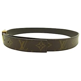 Louis Vuitton-LOUIS VUITTON BELT WITH LV LOGO BUCKLE T85 IN MONOGRAM CANVAS-Brown