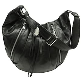 Yves Saint Laurent-YVES SAINT LAURENT HOBO HAND BAG 119992 RIVE GAUCHE BLACK LEATHER-Black