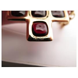 Pomellato-POMELLATO NECKLACE PENDANT CROSS GARNETS + 18K GOLD CHAIN 81GR CROSS NECKLACE-Golden