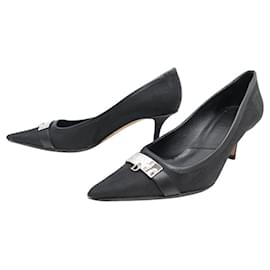Christian Dior-CHRISTIAN DIOR BLACK CANVAS PUMPS 38-Black