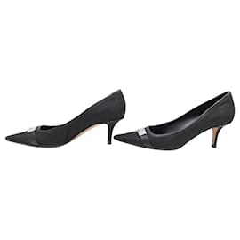Christian Dior-CHRISTIAN DIOR BLACK CANVAS PUMPS 38-Black