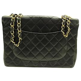 Chanel-VINTAGE CHANEL TIMELESS JUMBO SIMPLE FLAP QUILTED LEATHER BAG-Brown