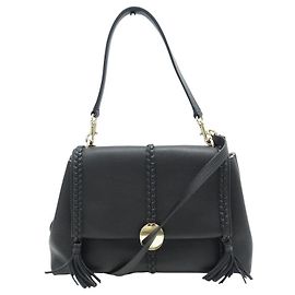Chloé NEW CHLOE PENELOPE BLACK GRAINED LEATHER HANDBAG WITH SHOULDER STRAP Black