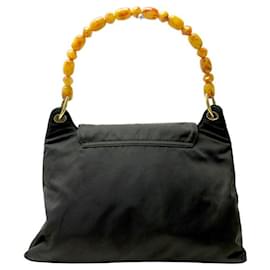 Christian Dior-CHRISTIAN DIOR MALICE PERLA BLACK CANVAS PEARL SHOULDER BAG-Black