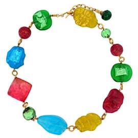 Chanel-VINTAGE CHANEL NECKLACE 1983 MULTICOLORED GLASS BEADS RARE INCLUSION-Multiple colors