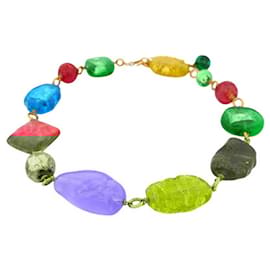 Chanel-VINTAGE CHANEL NECKLACE 1983 MULTICOLORED GLASS BEADS RARE INCLUSION-Multiple colors