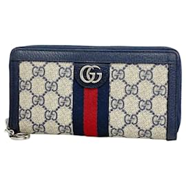 Gucci-Gucci Ophidia Long Wallet-Brown,Navy blue