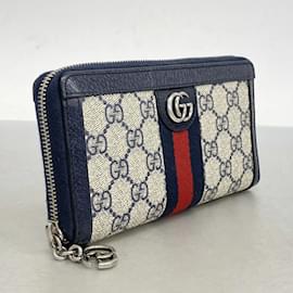 Gucci-Gucci Ophidia Long Wallet-Brown,Navy blue