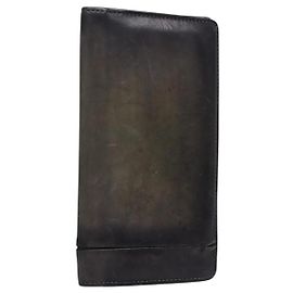 Berluti Long Wallet Leather Black Auth bs23508 Black