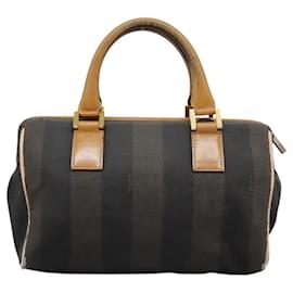 Fendi-Sac à main en toile FENDI Pecan 2 voies marron noir or Auth th5780-Marron,Noir,Doré