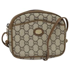 Borsa a spalla GUCCI GG Plus Supreme PVC Beige Auth BA725 Beige