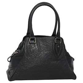 Fendi-FENDI Etnico Hand Bag Leather Black Auth fm4413-Black