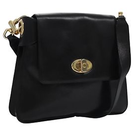 Céline Sac à épaule CELINE en cuir noir et or Auth EC517 Noir Doré