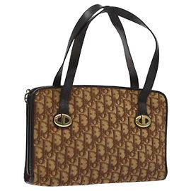 Sac à main en toile Trotter Christian Dior marron Auth EC646 Marron