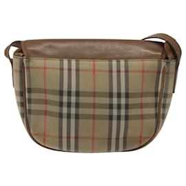 Autre Marque-Burberrys Nova Check Shoulder Bag Canvas Leather Beige Auth EC348-Beige