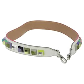 Fendi-FENDI Shoulder Strap Leather White Multicolor Auth MY144-White,Multiple colors