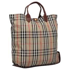 Autre Marque-Burberrys Nova Check Hand Bag Canvas Beige Auth MY106-Beige