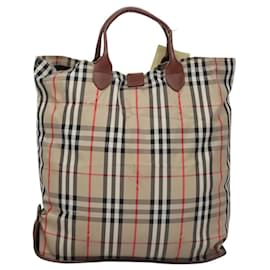 Autre Marque-Burberrys Nova Check Hand Bag Canvas Beige Auth MY106-Beige