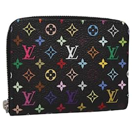 Louis Vuitton-LOUIS VUITTON Multicolor LV �~ TM Zippy Coin Purse Black M13409 LV Auth EC796S-Black