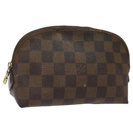 LOUIS VUITTON Pochette Cosmétique Damier Ebene PM Pouch N47516 LV Auth KD199 Damier ebène