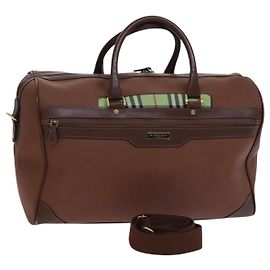 Sac Boston en cuir à motif Nova Check de Burberry 2 voies marron vert Auth mr1062 Marron Vert
