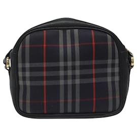 Autre Marque-Burberrys Shoulder Bag Canvas Leather Navy Gold Auth JB067-Golden,Navy blue