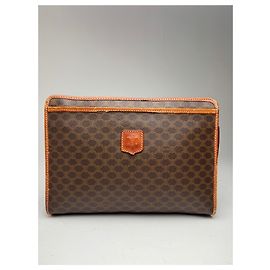 Céline Vintage Celine Paris Leather Monogram Clutch brown Brown