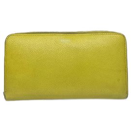 Céline Vintage Celine Paris Zuppy Leather Wallet Neon Green Green
