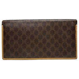 Céline Porta-ID de couro monograma vintage Celine Paris Marrom