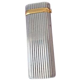 Cartier-Sapphire and Gold Silver Lighter-Silvery,Golden