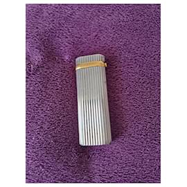 Cartier-Sapphire and Gold Silver Lighter-Silvery,Golden