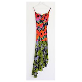 Autre Marque-Raey Strong Flower Silk Slip Dress-Red