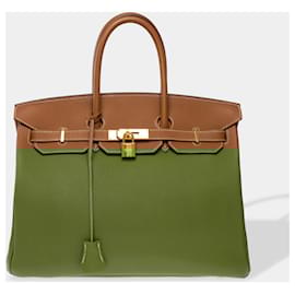 Hermès-HERMES Birkin 35 Bag in Golden Leather - 102587-Golden