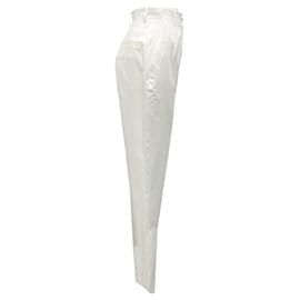 Dolce & Gabbana-Dolce & Gabbana White Tailored Cotton Poplin Straight Leg Pants-White