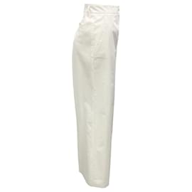 Dolce & Gabbana-Dolce & Gabbana White Mid-Rise Flared Cotton Pants-White
