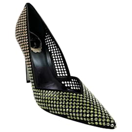 Rene Caovilla-Rene Caovilla Black Satin / Metallic Sunshine Strass Ginger Pumps-Black