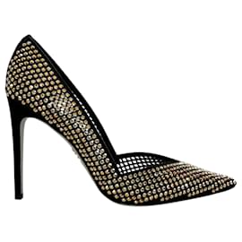 Rene Caovilla-Rene Caovilla Black Satin / Metallic Sunshine Strass Ginger Pumps-Black